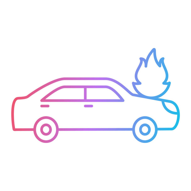 icono de accidente de coche. ilustración simple de los iconos de vectores de fuego roto para la web - Vector, Imagen