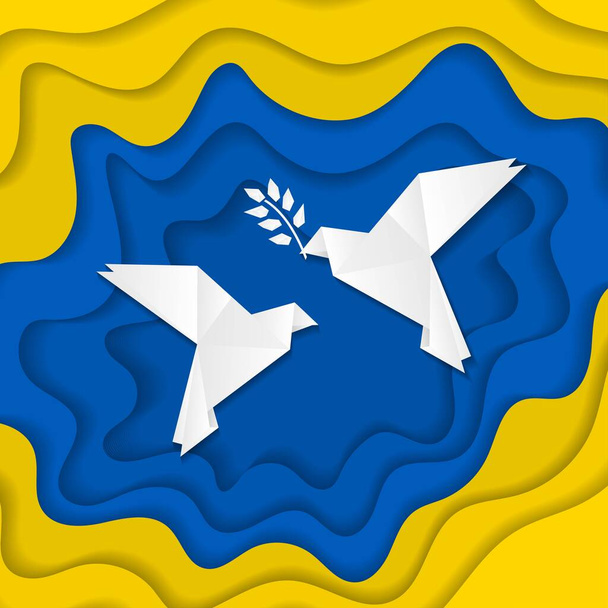 Papel cortado Ucrania palomas de paz - Vector, imagen