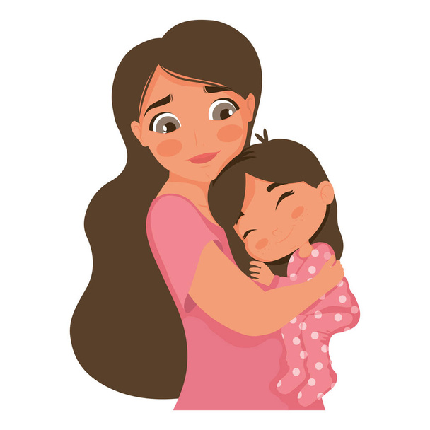 mother and daughter - Vector, Image