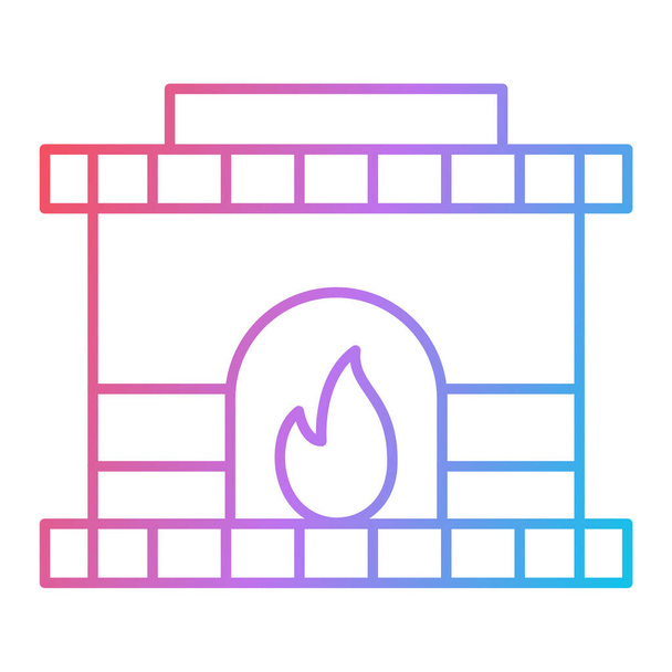 fire flame icon. outline illustration of fireplace vector icons for web - Vector, Image