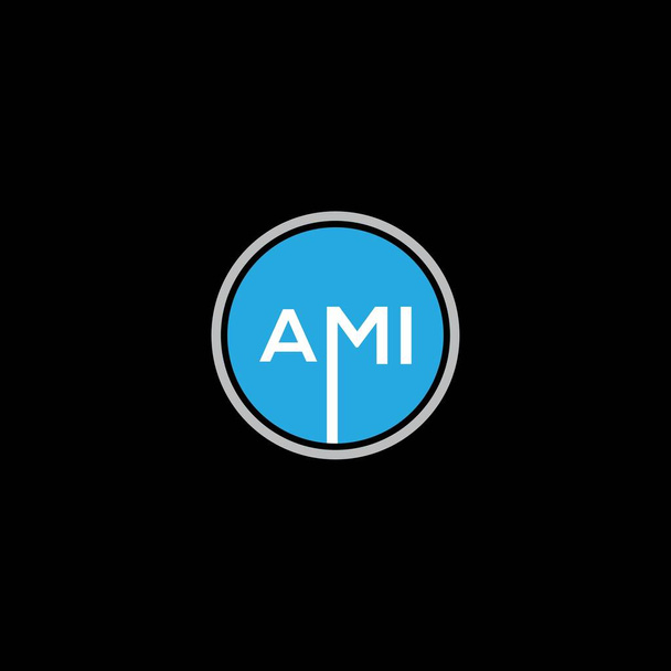 ブラックを基調としたAMI手紙ロゴデザイン。AMIクリエイティブイニシャルレターロゴコンセプト。AMI手紙デザイン. - ベクター画像