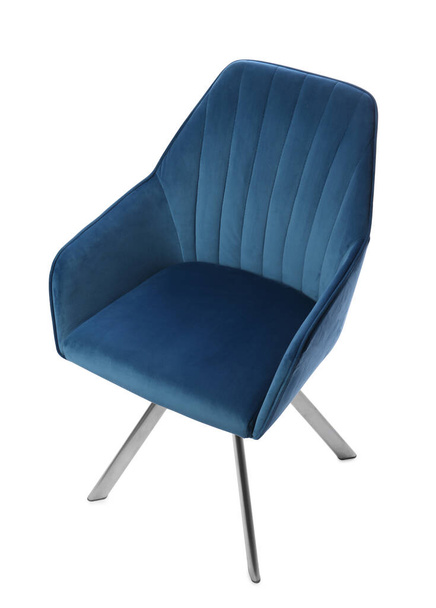 Stylish comfortable blue chair isolated on white - Valokuva, kuva
