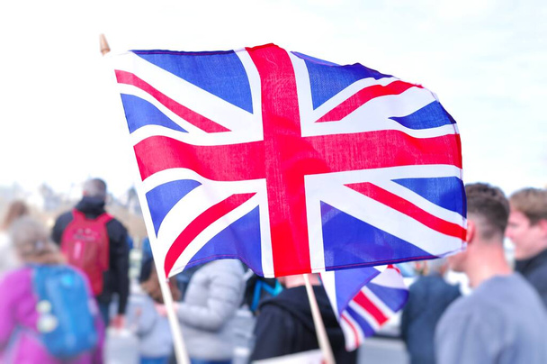 Nagy-Britannia Egyesült Királyságának nemzeti lobogója Londonban. Kiváló minőségű fénykép - Fotó, kép