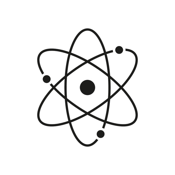 アトムのアイコン。原子分離記号。核科学。陽子の原子核。中性子の核。生命の分子。物理学、エネルギー、医学、化学のためのピクトグラム。ベクトル. - ベクター画像