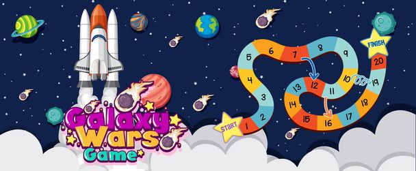 Game template with space theme background illustration - Vector, imagen
