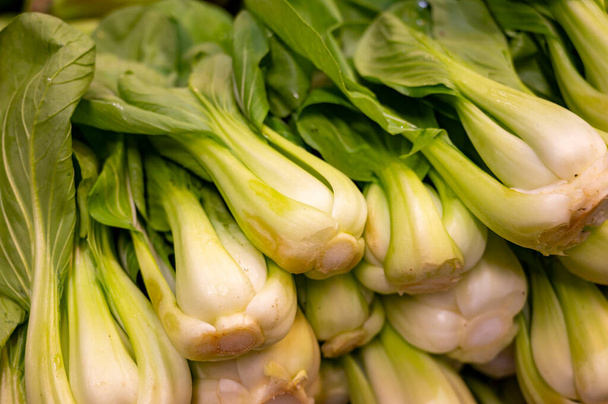 Fresh chinese green cabbage pak choi on farmers market - Фото, изображение