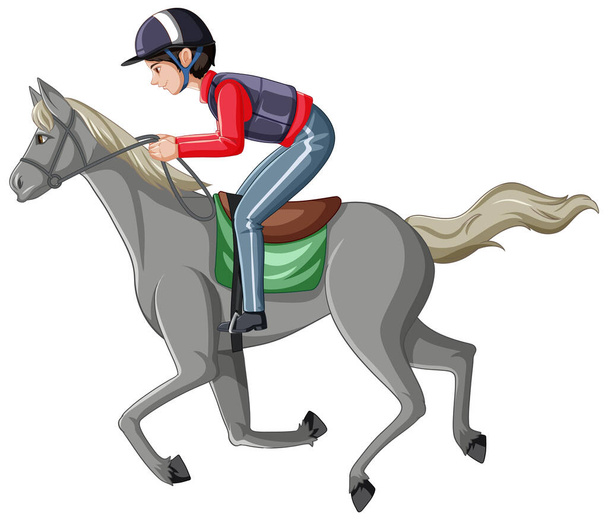 A man riding horse on white background illustration - Vector, Image