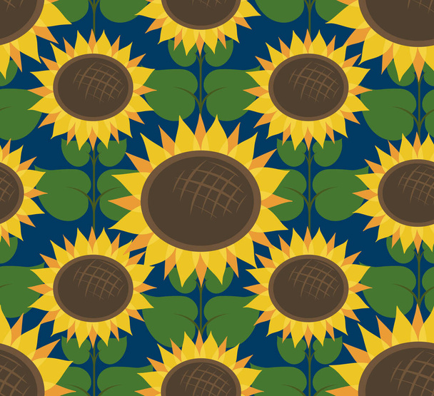 Bright seamless graphic pattern with sunflowers - Vector, imagen