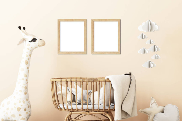 Nursery frame mockup dois em estilo boho - Foto, Imagem