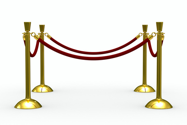 Gold stanchions on white background. Isolated 3D image - Foto, Bild