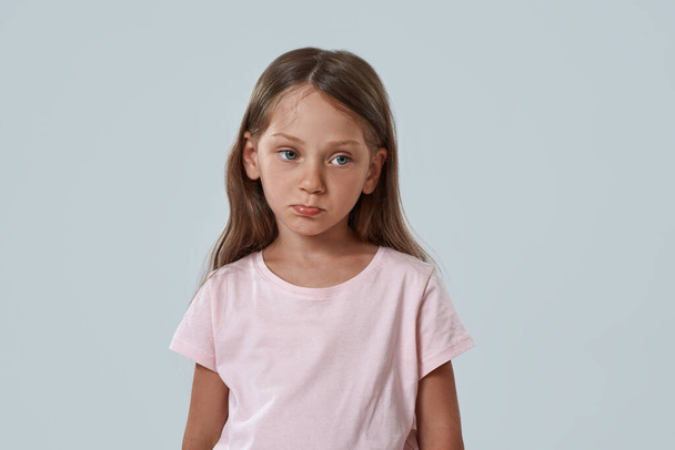 Partial image of offended little girl looking away - Fotoğraf, Görsel