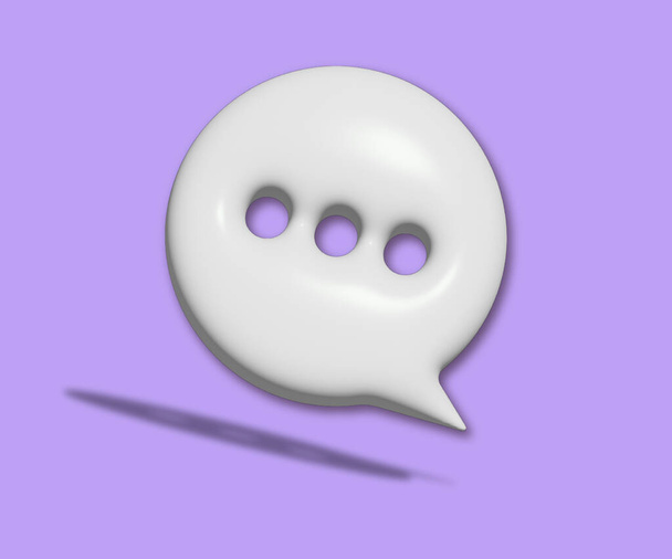 3D fehér chat buborék lila háttérrel. a közösségi média üzeneteinek fogalma. 3d rendezés illusztráció - Fotó, kép