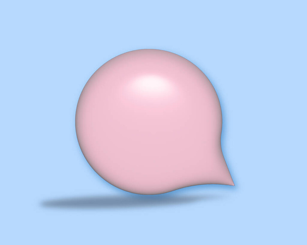 3D minimal pink chat bubble on blue background. concept of social media messages. 3d render illustration - 写真・画像