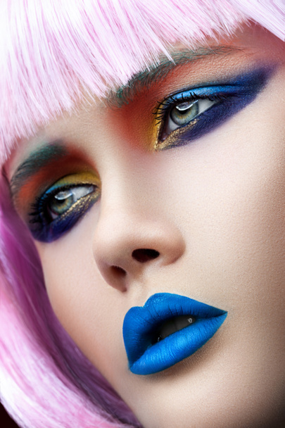 Woman with blue lips - Foto, Imagen