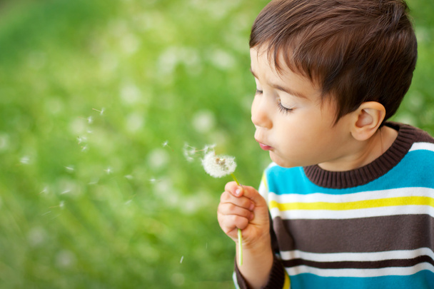 Kid blowing dandelion - Photo, Image