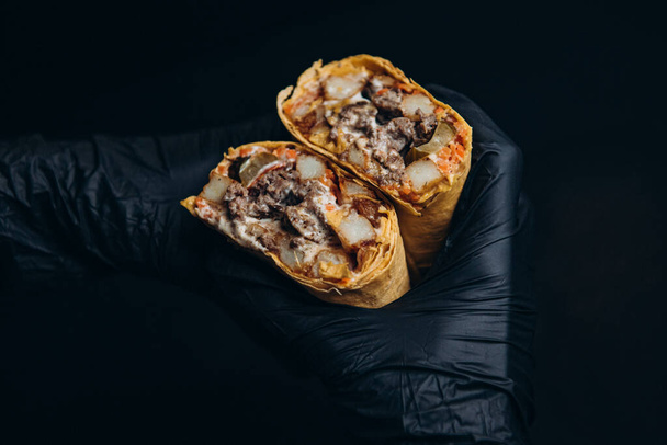 shawarma Plantaardige pita fast food - Foto, afbeelding