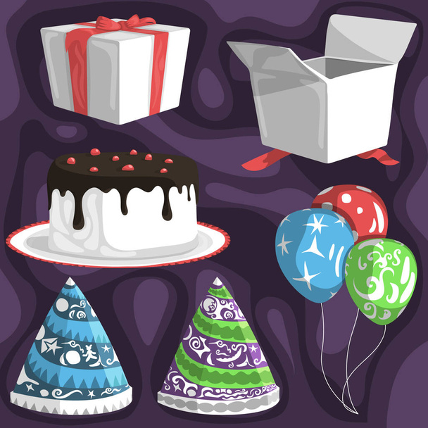 Set of vector illustrations prepared for birthday. - Vector, Image