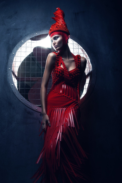Fashion woman in red - Фото, изображение