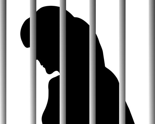 Woman behind bars - Vector, Image