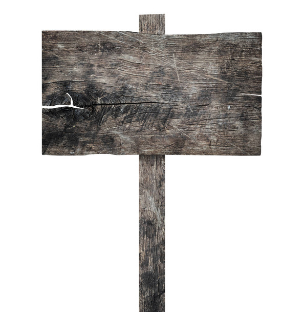 stary drewniany znak izolowany na białym tle - Zdjęcie, obraz