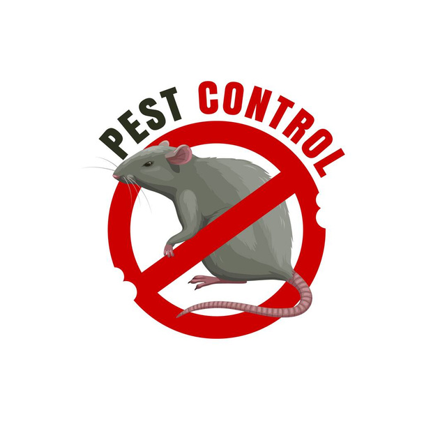 Signo de rata, icono de control de plagas, deratización y servicio de desinfección de roedores, vector. Control de plagas en ratones y ratas, exterminio doméstico y desinfestación de roedores parásitos - Vector, imagen