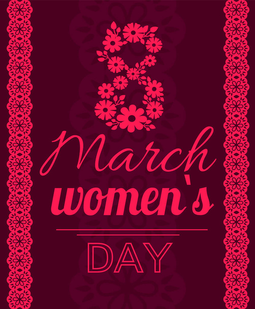 Banner for International Womens Day. Flyer for March 8. Pattern of spring holiday greeting card - Vetor, Imagem