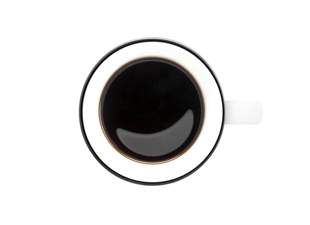 taza de café aislado en blanco. vista superior - Foto, imagen
