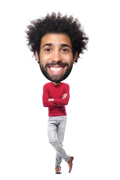 Beautiful man in front of a white background with a big Head - Φωτογραφία, εικόνα