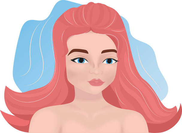 Unusual girl with red hair and light blue eyes - Vector, Image
