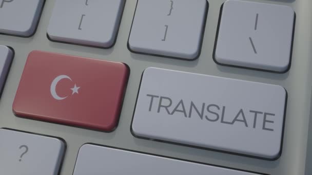 Tradurre concetto sulla tastiera con la bandiera della Turchia. Turchia tasto bandiera sulla tastiera - Filmati, video