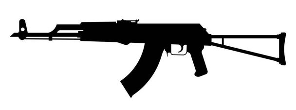 Icono de pistola aislado. Una ametralladora. Armas de fuego. Signo negro de metralleta. Ilustración vectorial. Icono del rifle - Vector, Imagen