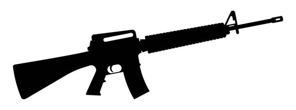 Gun icon isolated. Machine gun. Firearms. Submachine gun black sign. Vector illustration. Rifle icon - Vector, Image