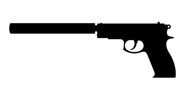 Pistolensymbol. Handfeuerwaffen-Ikone isoliert. Schwarzes Waffenschild. Vektorillustration. Waffenikone - Vektor, Bild