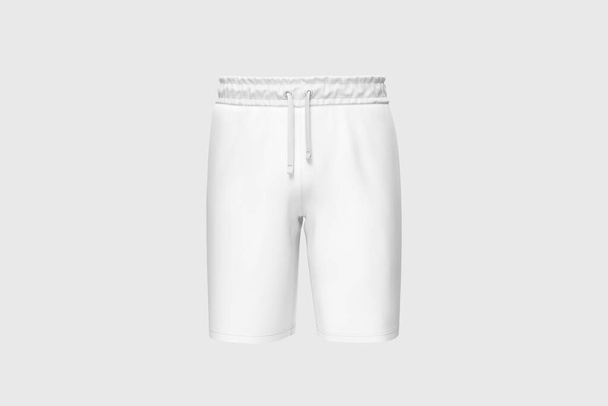 Urheilu valkoinen miesten shortsit housut eristetty valkoisella taustalla. 3D-mallinnus. Mallintaminen - Valokuva, kuva