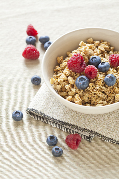 Healthy Breakfast with muesli cereal and wild fresh berries - Photo, image