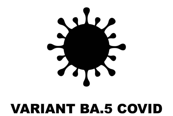 BA.5. Nieuwe variant van het SARS-CoV-2 coronavirus. Subvariant van Omicron. Ontwerp horizontaal. Virusontwerp en zwarte tekst. Illustratie. - Foto, afbeelding