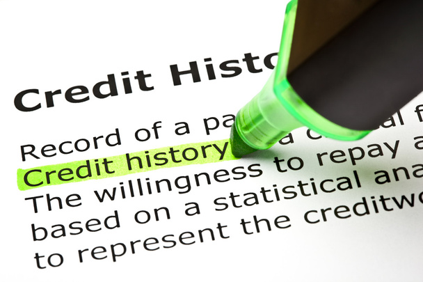 "Credit history" highlighted in green - Foto, Imagem