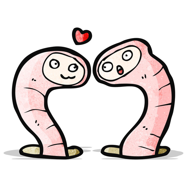 Cartoon wormen in liefde - Vector, afbeelding
