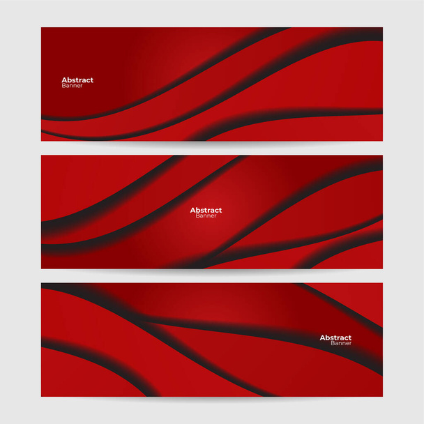 Set of modern Wave red abstract banner design background - Vettoriali, immagini