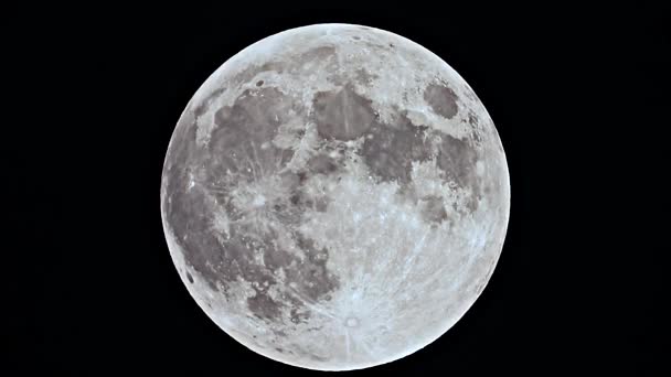 8K 7680X4320.Cráteres de luna llena con telescopio de zoom mega. Sistema solar luna espacio noche satélite satélites planetarios planeta órbitas cráter de luna sombra astrología ascendente astronomía lunar oscuro negro calendario abstracto luna creciente cielo místico. - Metraje, vídeo