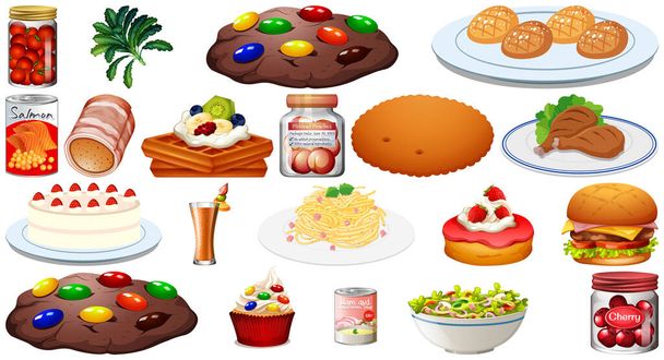 Conjunto de diferentes alimentos ilustración
 - Vector, Imagen