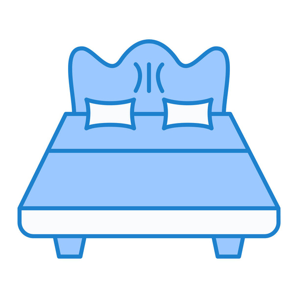 枕のアイコン付きのベッド。ウェブ用の睡眠ベクトルアイコンの概略図 - ベクター画像
