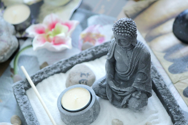 Zen buddha and table - Photo, Image