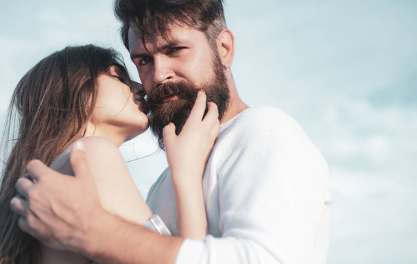 Passionate love. Naughty and passionate. I love you. Love story or portrait couple in love. Loving man caressing hugging kissing woman. - Fotoğraf, Görsel