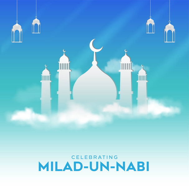 Χαρούμενη Mawlid al-Nabi Muhammad SAW. Ίντ Μίλαντ αν Νάμπι Μουμπάρακ Βέκτορ. Κατάλληλο για ευχετήρια κάρτα, αφίσα και banner - Διάνυσμα, εικόνα