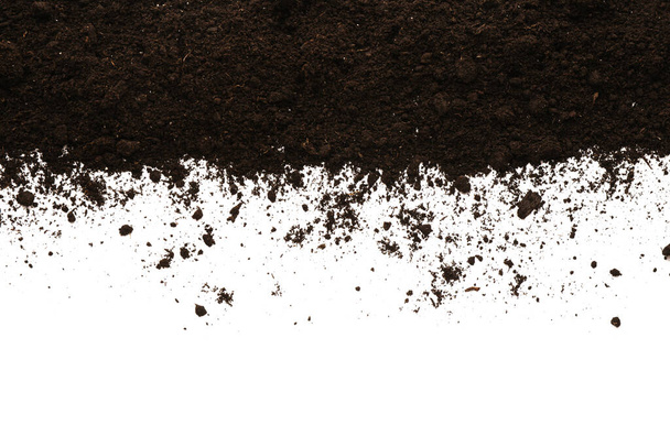 Pile of soil on white background, top view - Foto, Bild