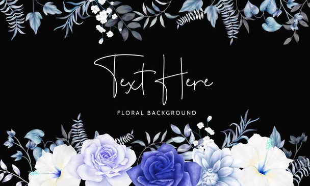 luxury navy blue and purple watercolor floral background design - ベクター画像