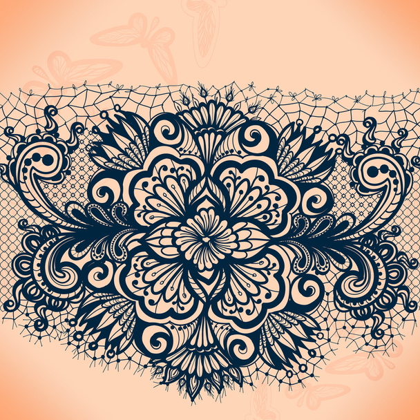 Abstract lace ribbon seamless pattern with elements flowers. - Вектор, зображення