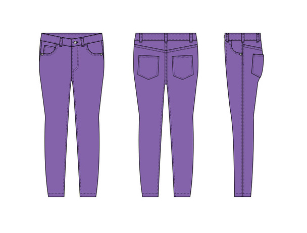 Skinny jeans pants vector template illustration | purple - Vector, Image
