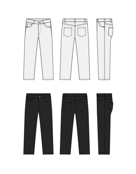 Straight jeans pants vector template illustration set - Vector, Image